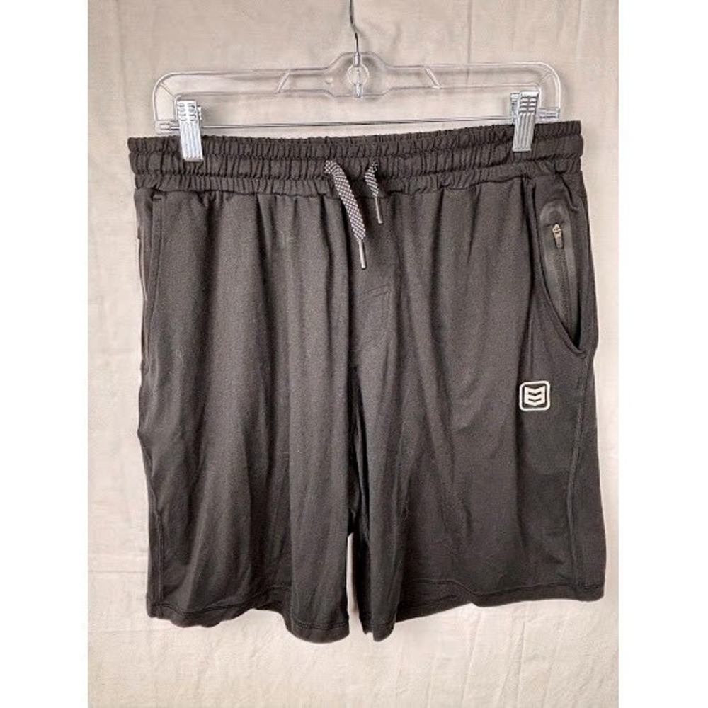 MTN OPS Mens Black Lounge Athletic Shorts Large Elastic Waist Zipper Pockets
